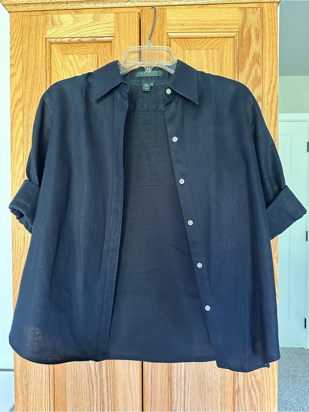 Ralph Lauren Navy Lightweight Linen Shirt Jacket petite S